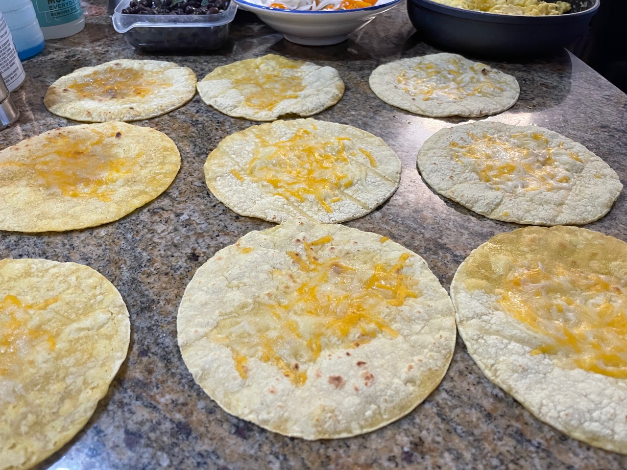 corn tortillas with cheese not yet stuffed