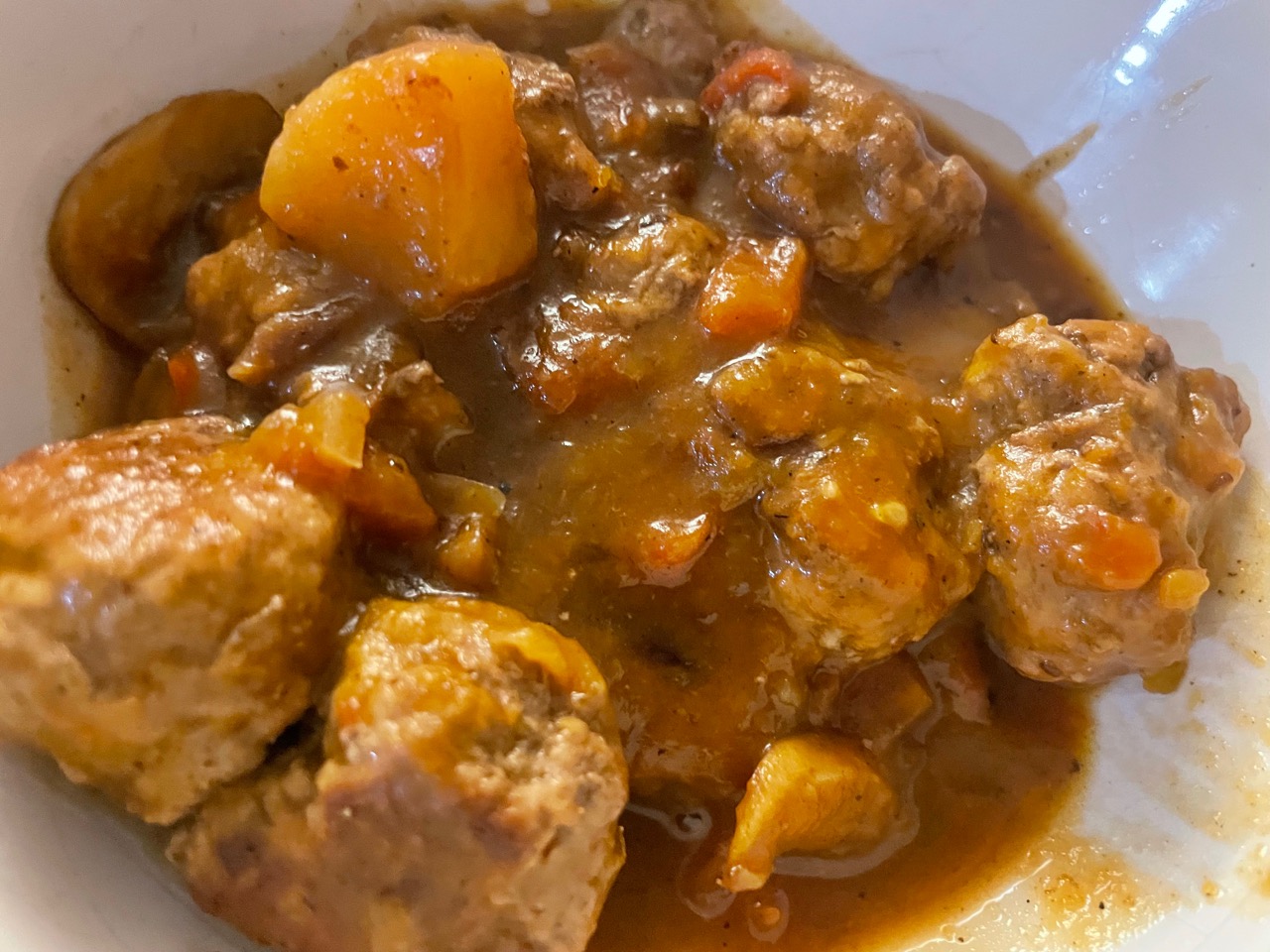 closeup of meatballs in the bowl