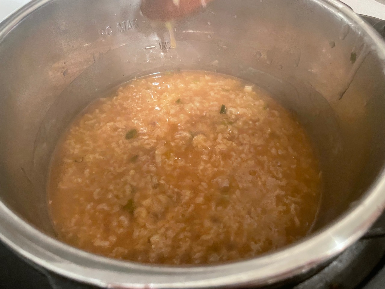 congee cooking in the pot